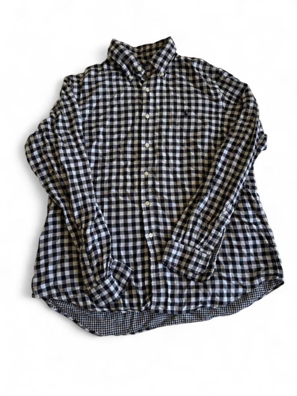 Ralph Lauren Men's Black & White Check Button-Down Shirt Sz XL